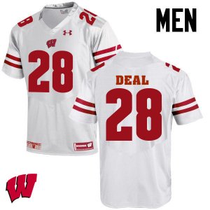 Men's Wisconsin Badgers NCAA #28 Taiwan Deal White Authentic Under Armour Stitched College Football Jersey KC31B35UM